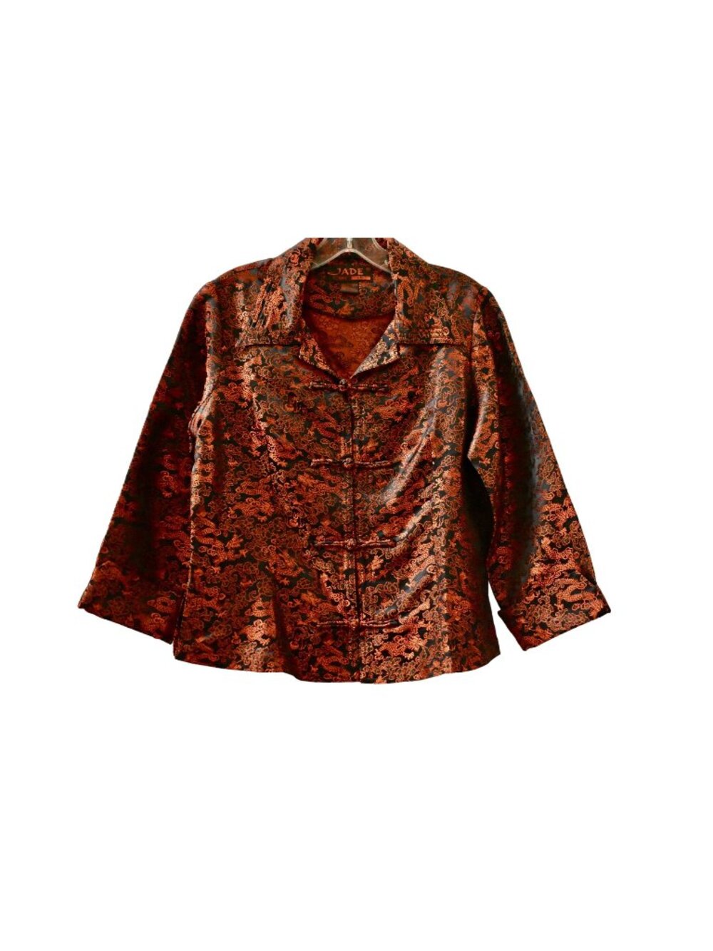 Women's Jade East West Red and Black Satin Asian Jacket M